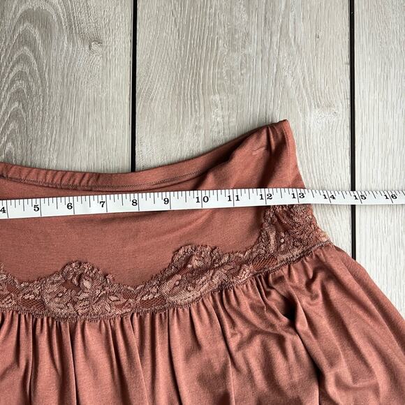 bebe y2k 2000s lace silk trim layered mini skirt stretch mink brown medium - Picture 5 of 7
